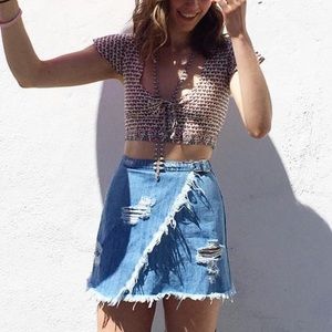 LF Carmer denim wrap skirt